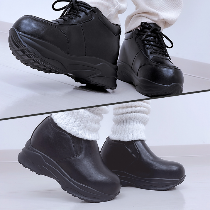 ★A new type of popular item!★ "Secret Heel-Up Sneakers" now available in plain and lace-up black!!