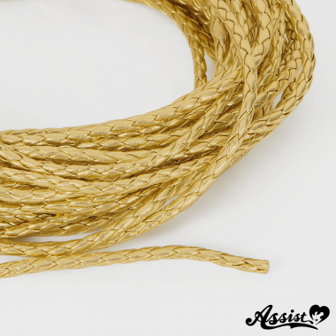Synthetic leather braided type 0.4 cm &times; 1 M gold