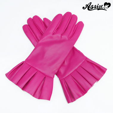 synthetic leather gloves pink