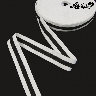 Stripe Ribbon White x Black 2.5cm width 2M set