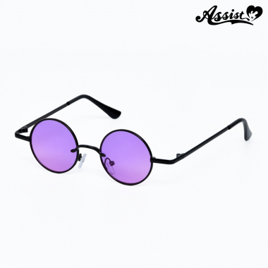 Small round sunglasses in gradient purple