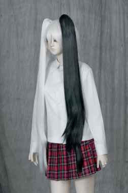 100cm Clip-in Wig Black Green NGD-3