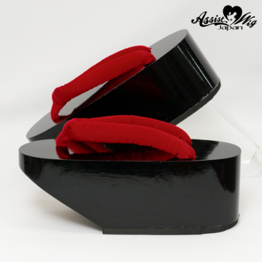 Maiko-san style Koppori clogs (black paint) 8 cm　Nostalgia Red