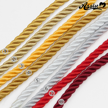 Twisted Cord, Glossy Type, 0.8cm Width X 1M　yellow gold