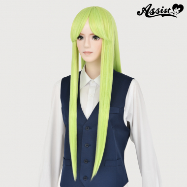 Long Wig with 1 Round Skin Top Charm Green NCGR-181