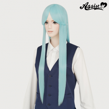 Long Wig with 1 Round Skin Top　Aisle Tone Blue