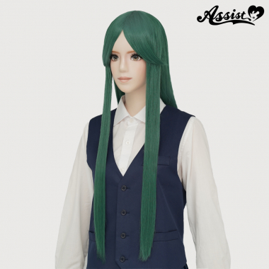 Long Wig with 1 Round Skin Top　Clover Green
