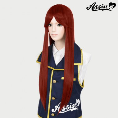Long Wig with 1 Round Skin Top　Red Orange NOR-33