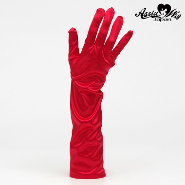 Satin gloves (medium)　Red
