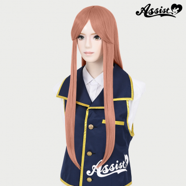 Long Wig with 1 Round Skin Top　Peach Orange NORU-74