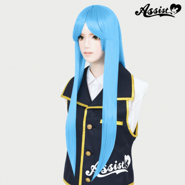 Long Wig with 1 Round Skin Top Sky Blue NISA-4