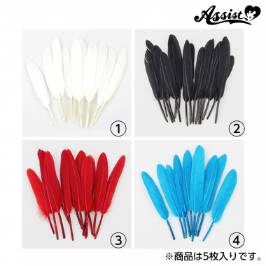 Colored Feather Parts 5 Pieces　Red