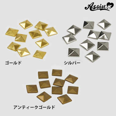 Just put on, square studs 0.9 cm 10　antique gold