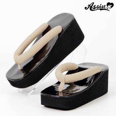 Thick bottom black sandals 6.0 cm　Nostalgia White
