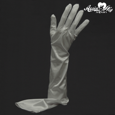 Satin gloves (long)　Silver