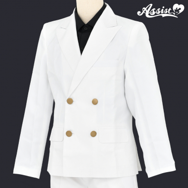 [Easy To Pose] Peak Lapel Double Collar Jacket White　L