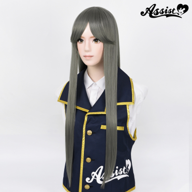 Long Wig with 1 Round Skin Top Dark Silver 171