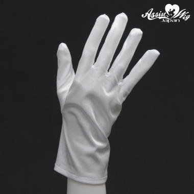 Satin gloves (short)　White