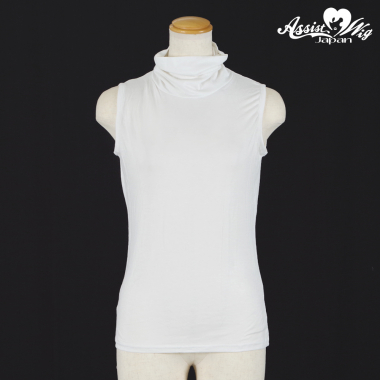 Sleeveless High Neck Shirt　White