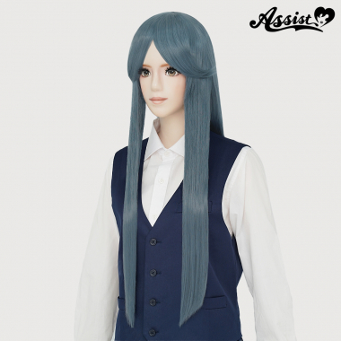 Long Wig with 1 Round Skin Top　Foggy Lamp Blue