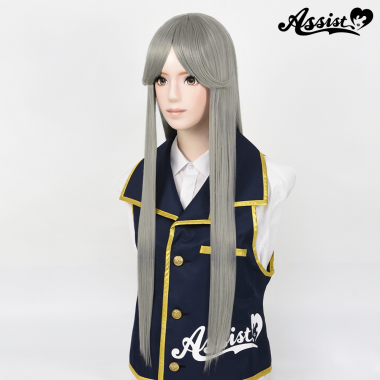 Long Wig with 1 Round Skin Top　Half Silver NSD-71