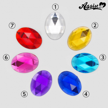 Crystal Part, Oval, 4cm, 1 Piece, Type B　Red