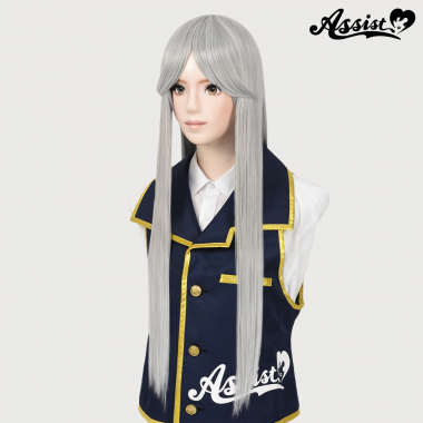 Long Wig with 1 Round Skin Top　Silver NS-15