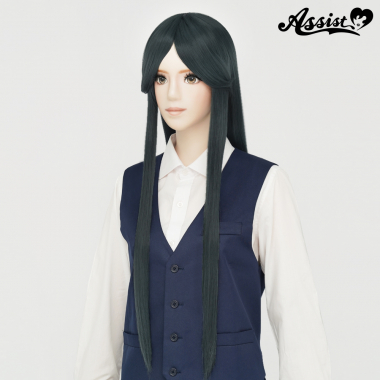 Long Wig with 1 Round Skin Top　Twilight Green