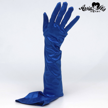 Satin gloves (long)　Blue