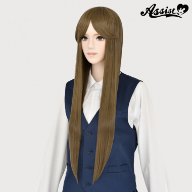 Long Wig with 1 Round Skin Top　Oil Brown NOLB-139