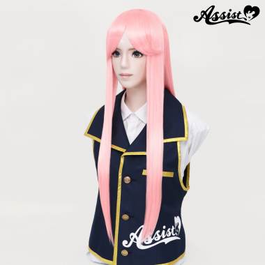 Long Wig with 1 Round Skin Top　Pinky Ribbon NPRI-163