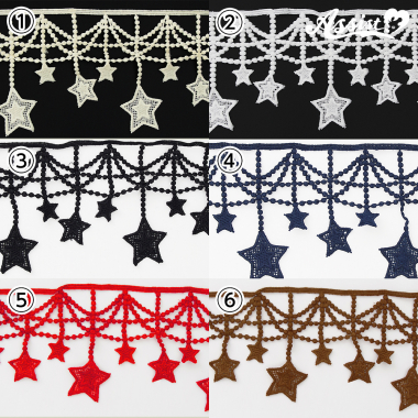 [While Supplies Last] Star Motif Lace 10.5cm Wide X 1M　Brown