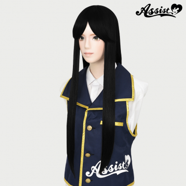 Long Wig with 1 Round Skin Top　School Black NSCB-94