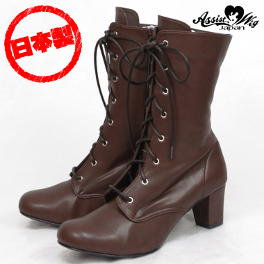 Queen Size Lace-Up Short Boots ver.2 Low Heels 5.5cm Dark Brown