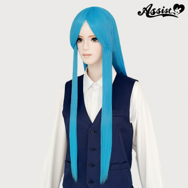 Long Wig with 1 Round Skin Top Cyan Blue NCBL-208