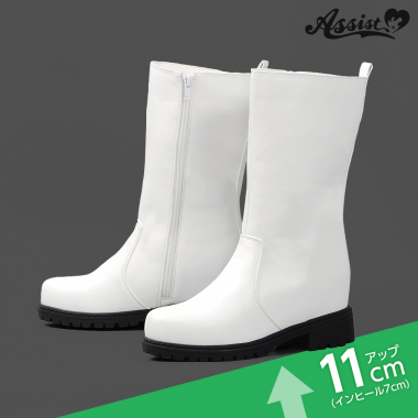 Secret Plain Short Boots Tank Sole Ver.　White