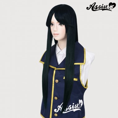 Long Wig with 1 Round Skin Top Black Green NGD-3