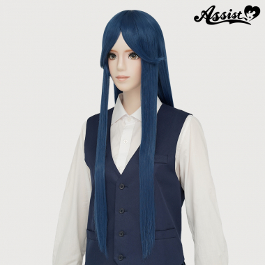 Long Wig with 1 Round Skin Top　Spade Blue