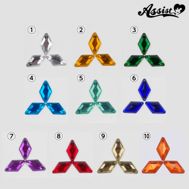 Crystal parts 3 rhombuses Type C　turquoise blue