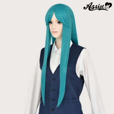 Long Wig with 1 Round Skin Top Turquoise NHM-25