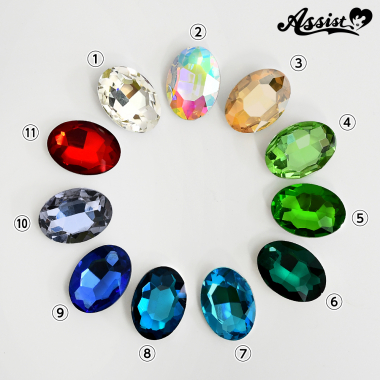 Crystal Part, Oval, 3cm, 1 Piece, Type D　Light blue