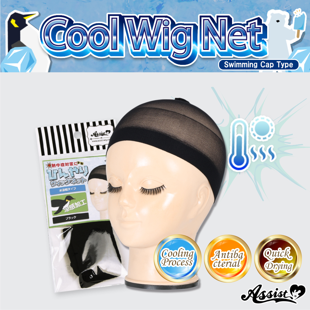 Cool Wig Net (Swimming Cap Type)　Black