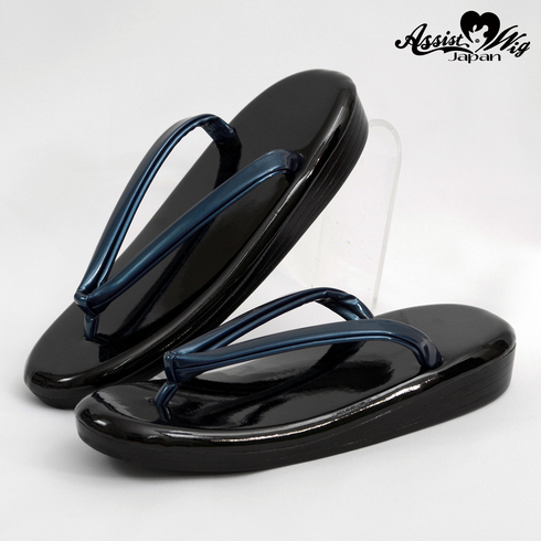 Black sandals Nanjo blue oval type M (24.0 cm)
