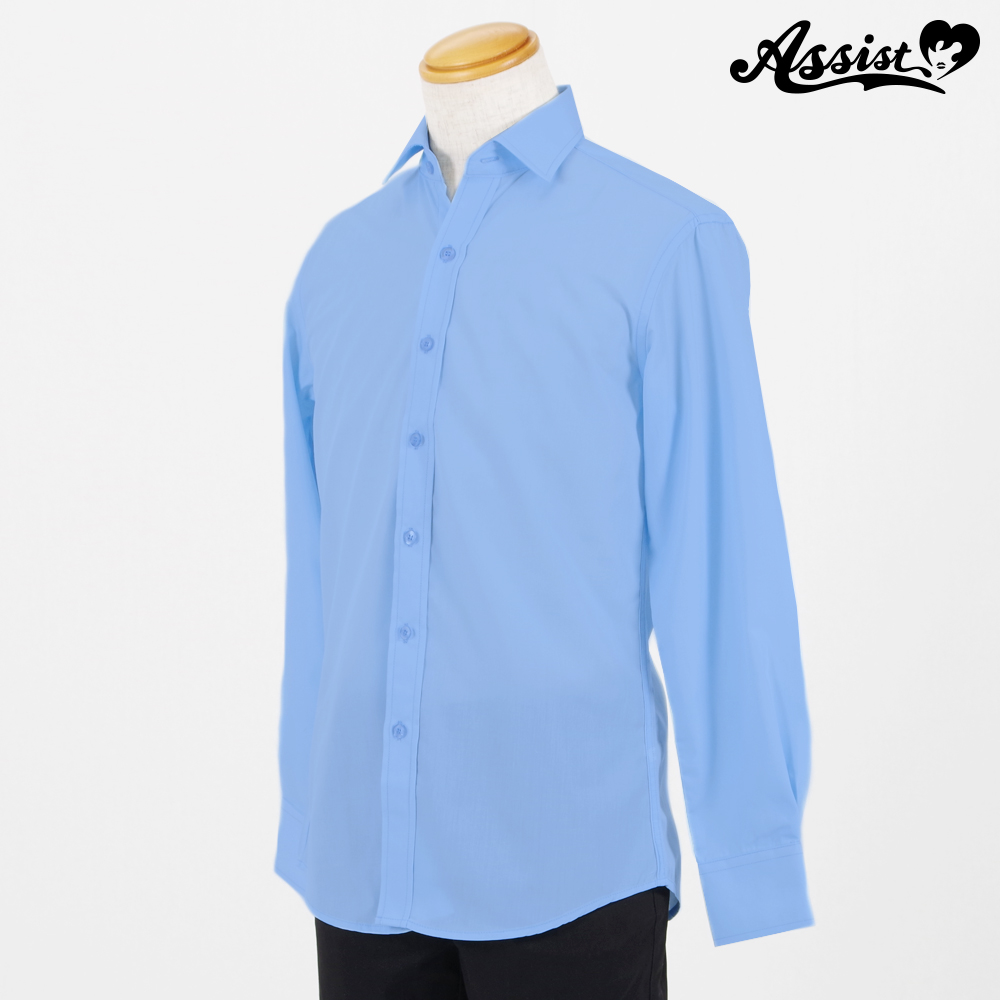 Color shirt (men&#39;s clothing, long sleeves)　Aqua Blue