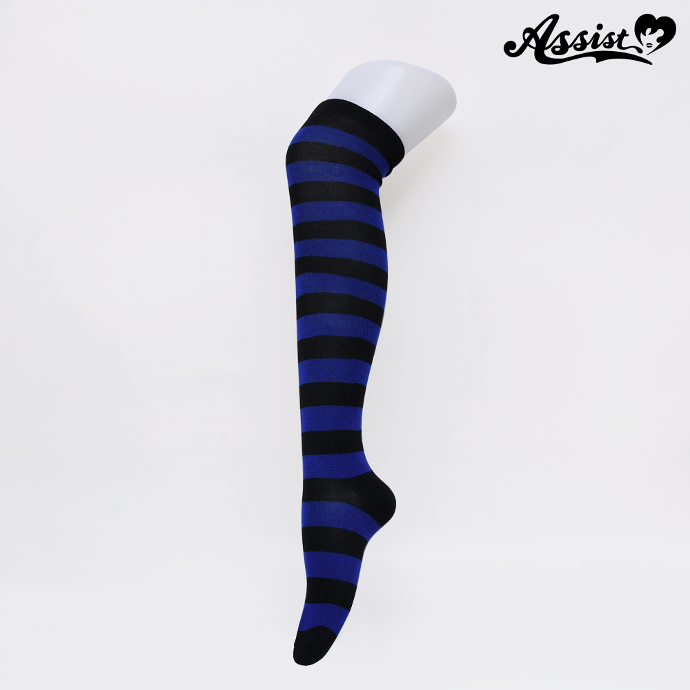 Over knee socks border　Black × Blue