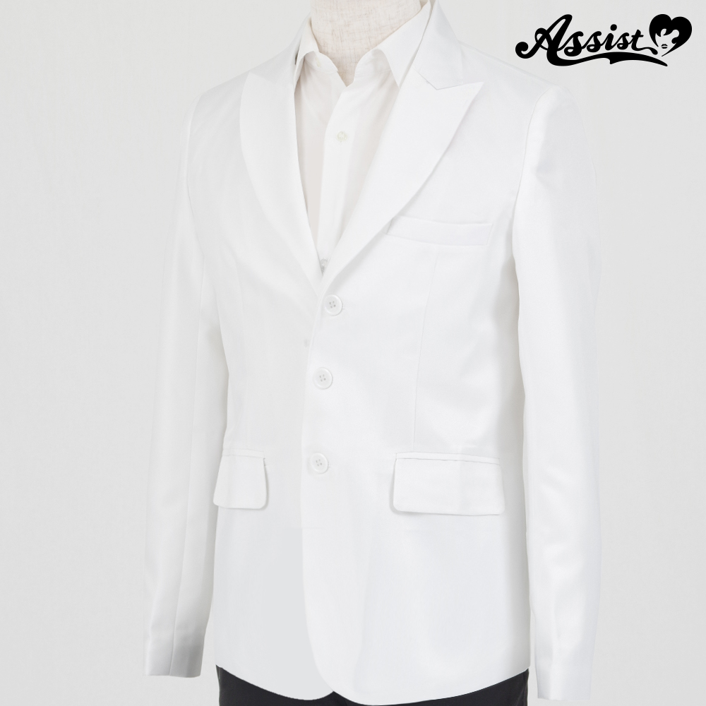 Renewal version Peak lapel jacket (men's clothing) 3 buttons White