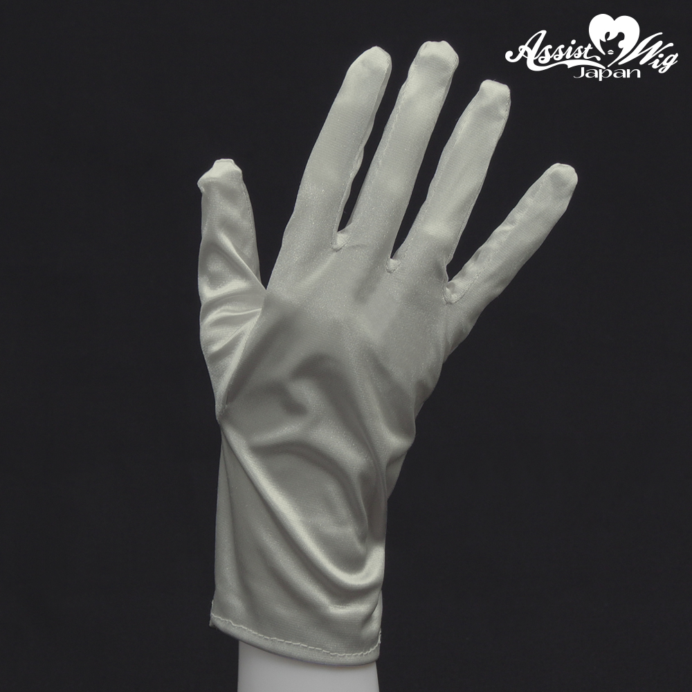 Satin gloves (short)　Silver
